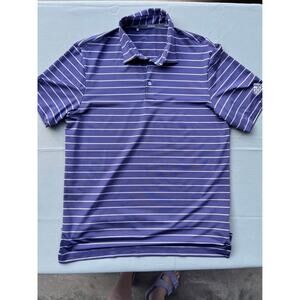 Adidas Purple & White Striped Golf Polo: Size Medium